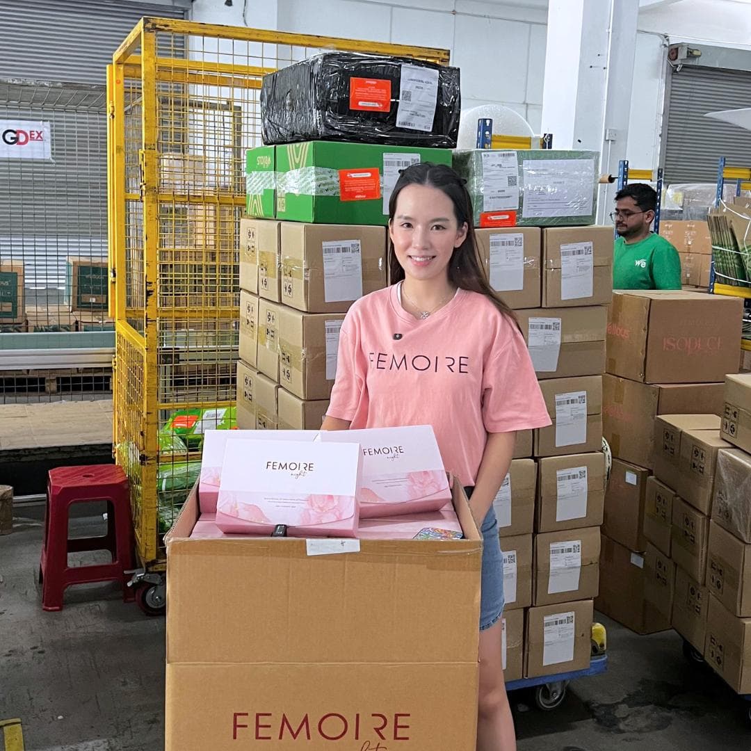 Kelly at the Femoire fulfillment warehouse