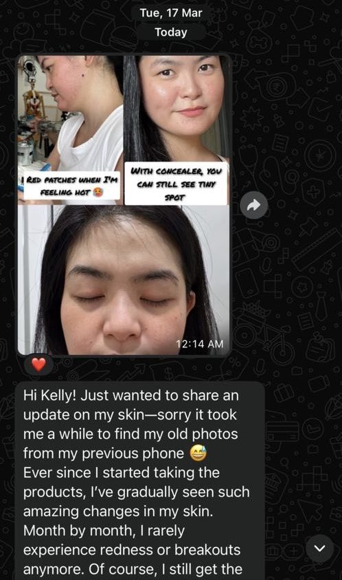 Customer WhatsApp update months into her programme